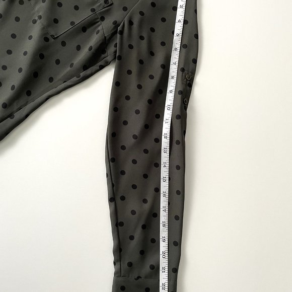 Express Olive & Black Polka Dot Blouse - Picture 8 of 8